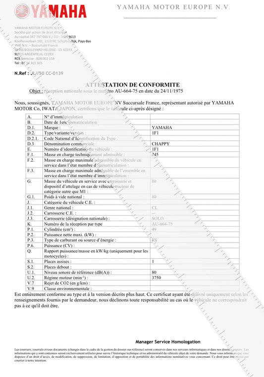 Certificate of conformity