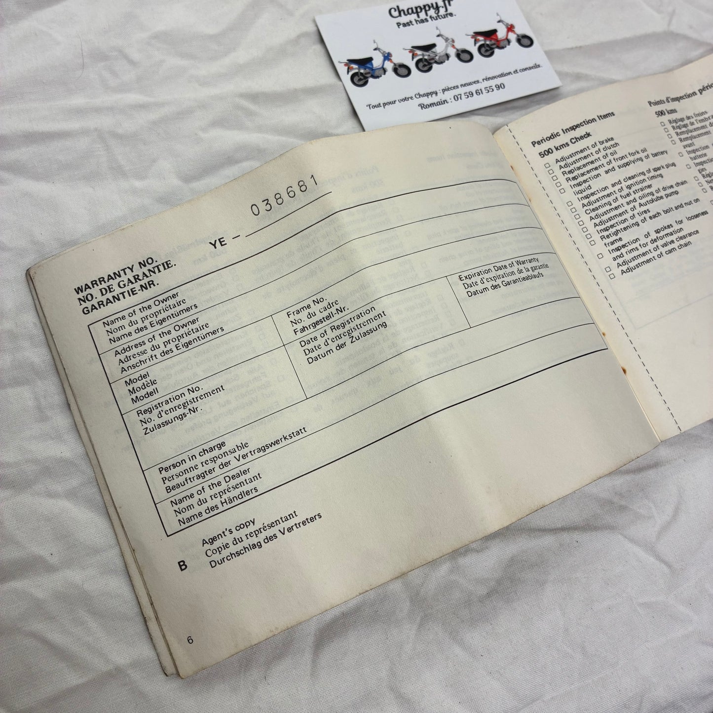 Suivi des entretiens - Chappy Yamaha